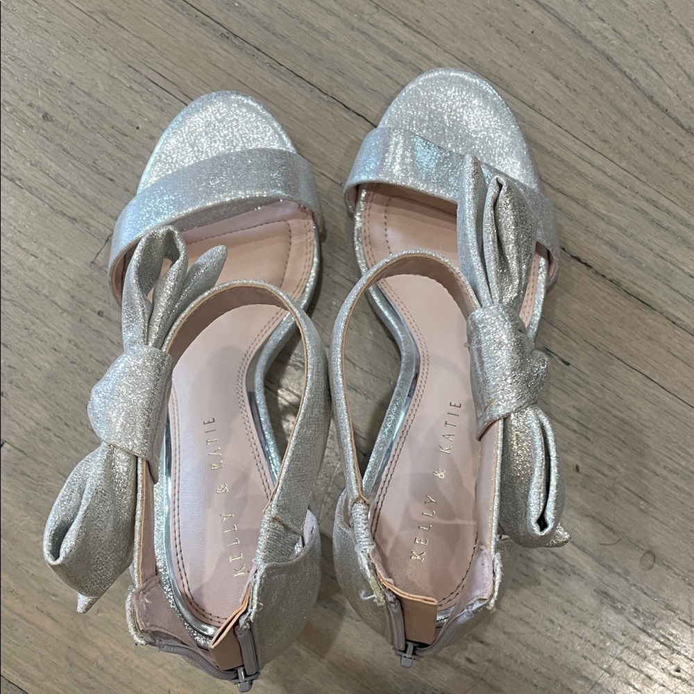 Kelly & Katie Glittering Silver Sandals with Bow